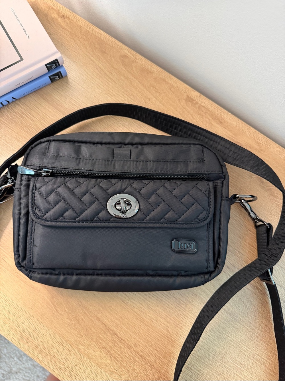 Lug Switch Black Quilted Crossbody Bag
